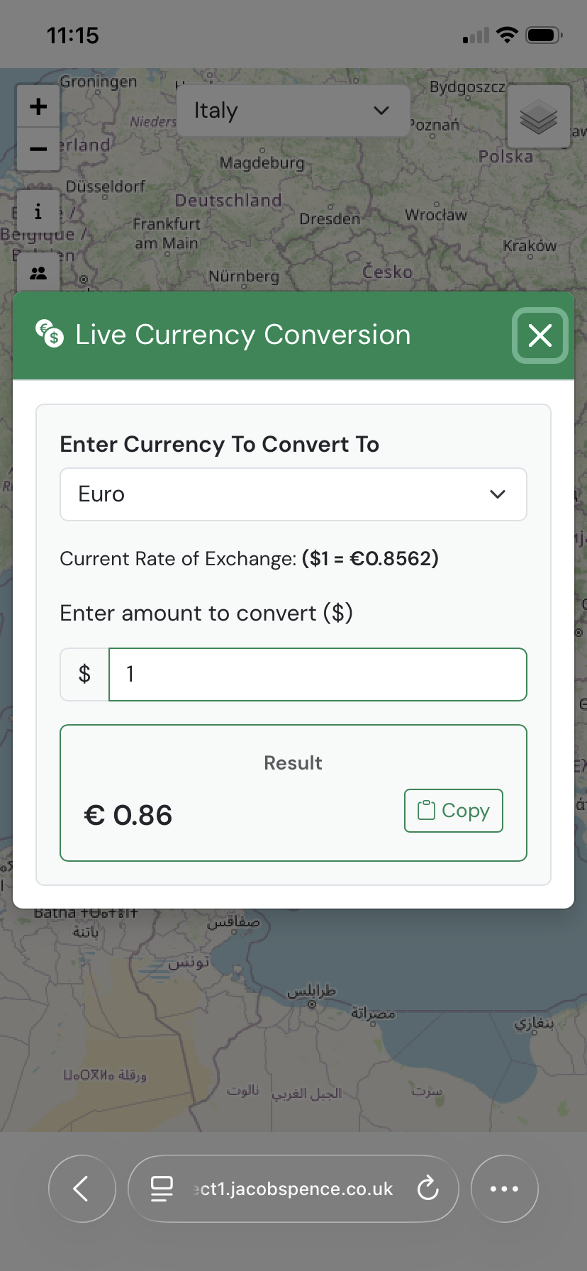 Currency Conversion Modal